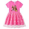 Korean Style Girls' Dress: Short Sleeve Summer & Long Sleeve Spring/Autumn Edition with Stars, Rainbow Sequins, and Mesh Pleated Princess Design.