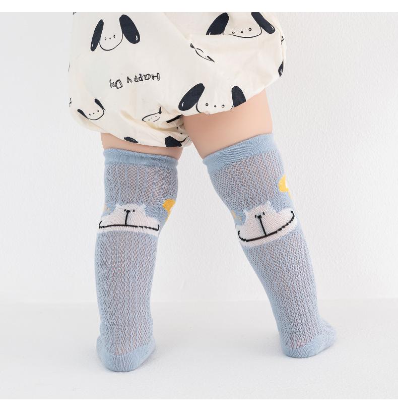 3 Pairs Baby Knee High Anti Mosquito Socks, Cartoon Infant Long Socks Anti Slip Breathable Toddler Socks for 0-3 Years Spring Summer Autumn