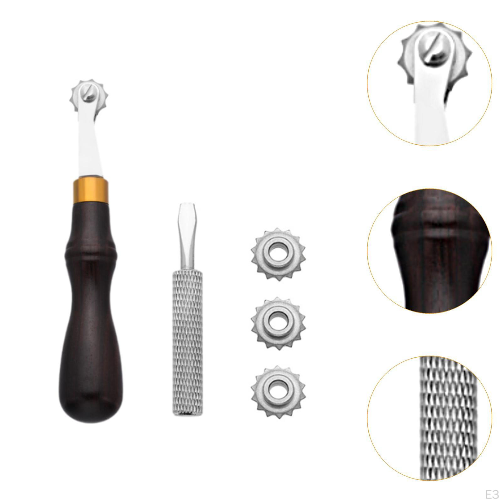 Leder-Nährad Set Mit 4 Abstandsrädern (3–5 Mm) – Inkl. Holzgriff & Schraubendreher Für Lederhandwerk