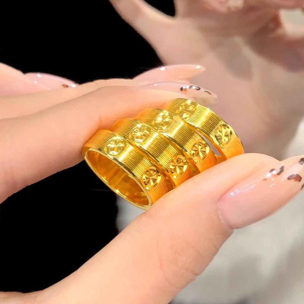 2026 Vietnamese Sand Gold Brushed Rice Pattern Ring: Ancient Method, Luxurious High-End Feel