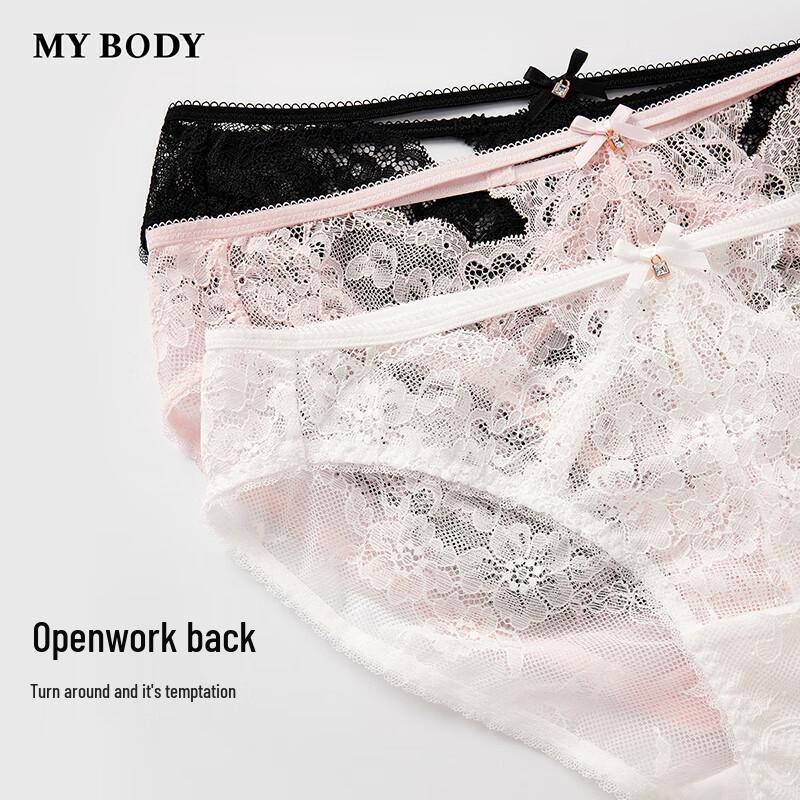 Mybody Women's Lace Hollow-Out Mid-Low Waist Briefs