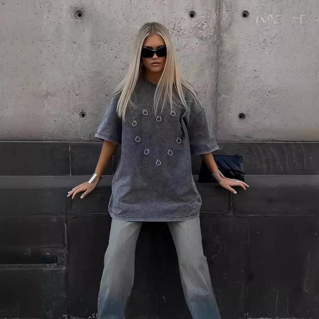 100% Pure Cotton Retro Distressed Minimalist Print Short Sleeve T-Shirt