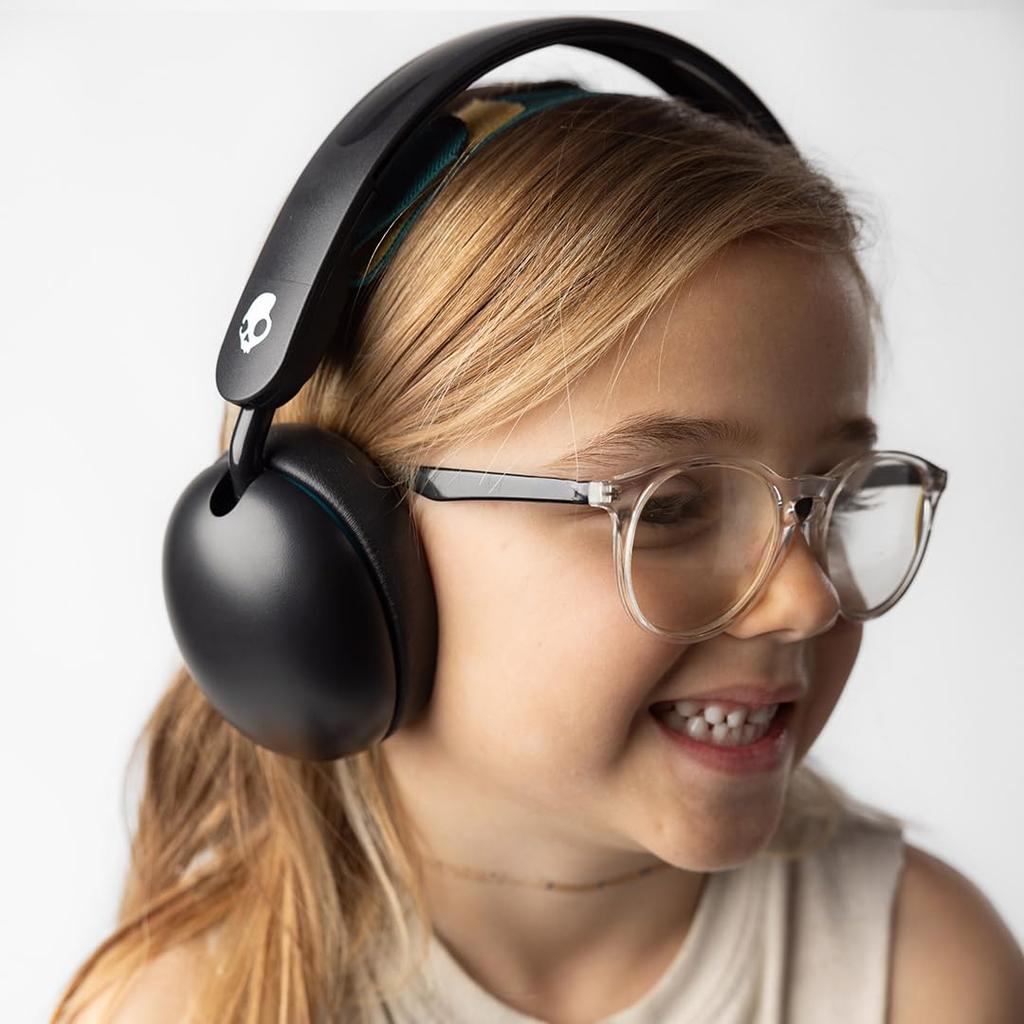Official Skullcandy Store Grom Wireless Kids' Wireless Headphones with Mic, 45 Hours of Playtime, and Original Sticker (Black)