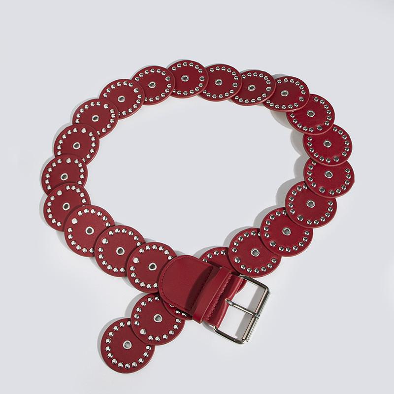 Retro Artful Faux Leather Belt With Irregular Pattern And Pin Closure For Ladies