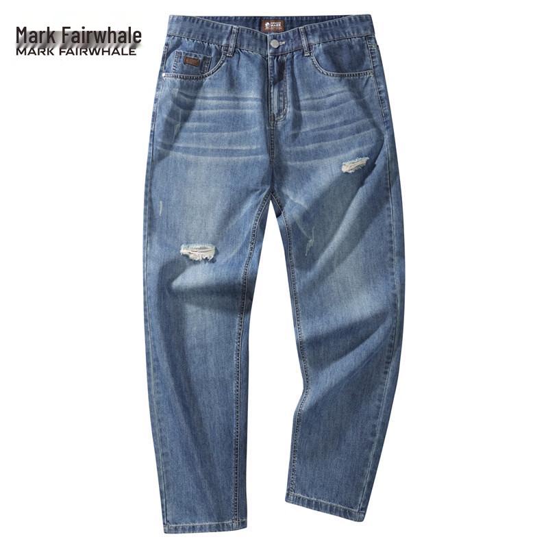Мужские джинсы прямого кроя Mark Huafei, потертые, рваные 28