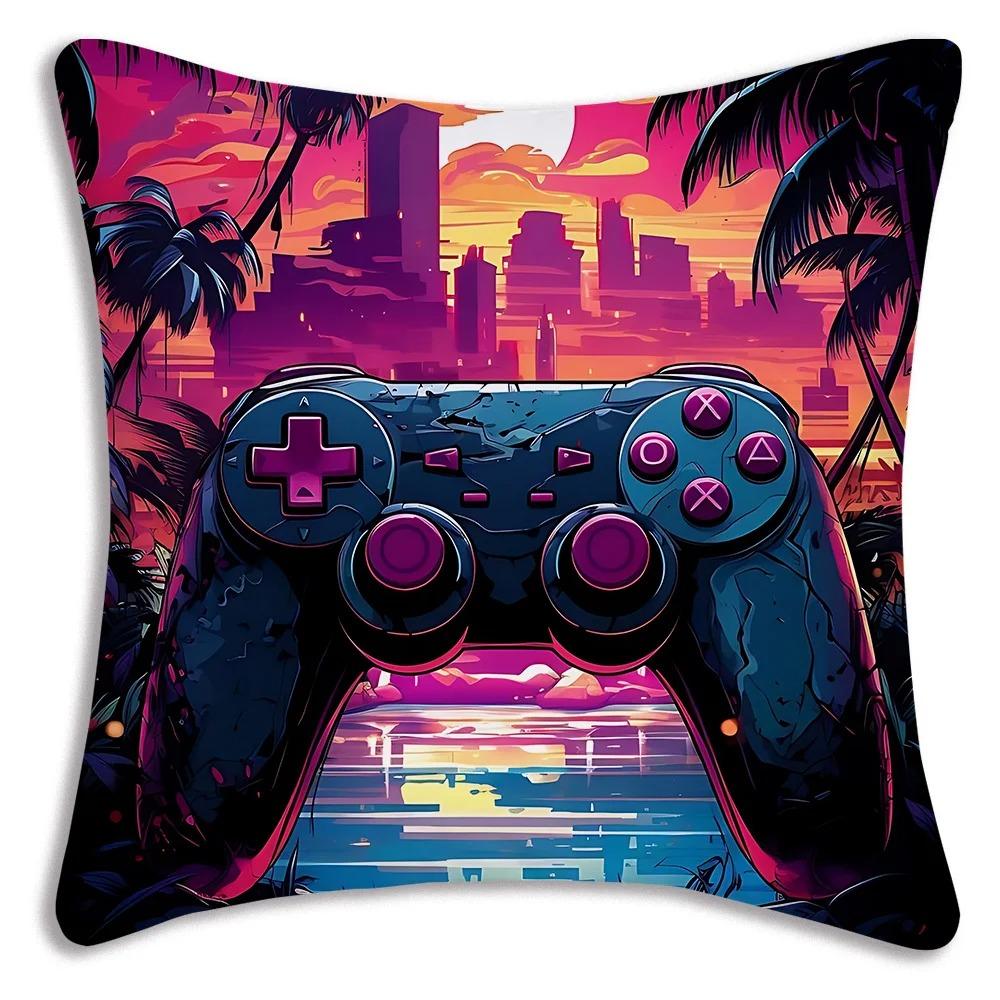 Cool Game Handle Printed Pillowcase, Bedroom Room Decoration, Game Hall Sofa Chair Cushion Cover, Decoration