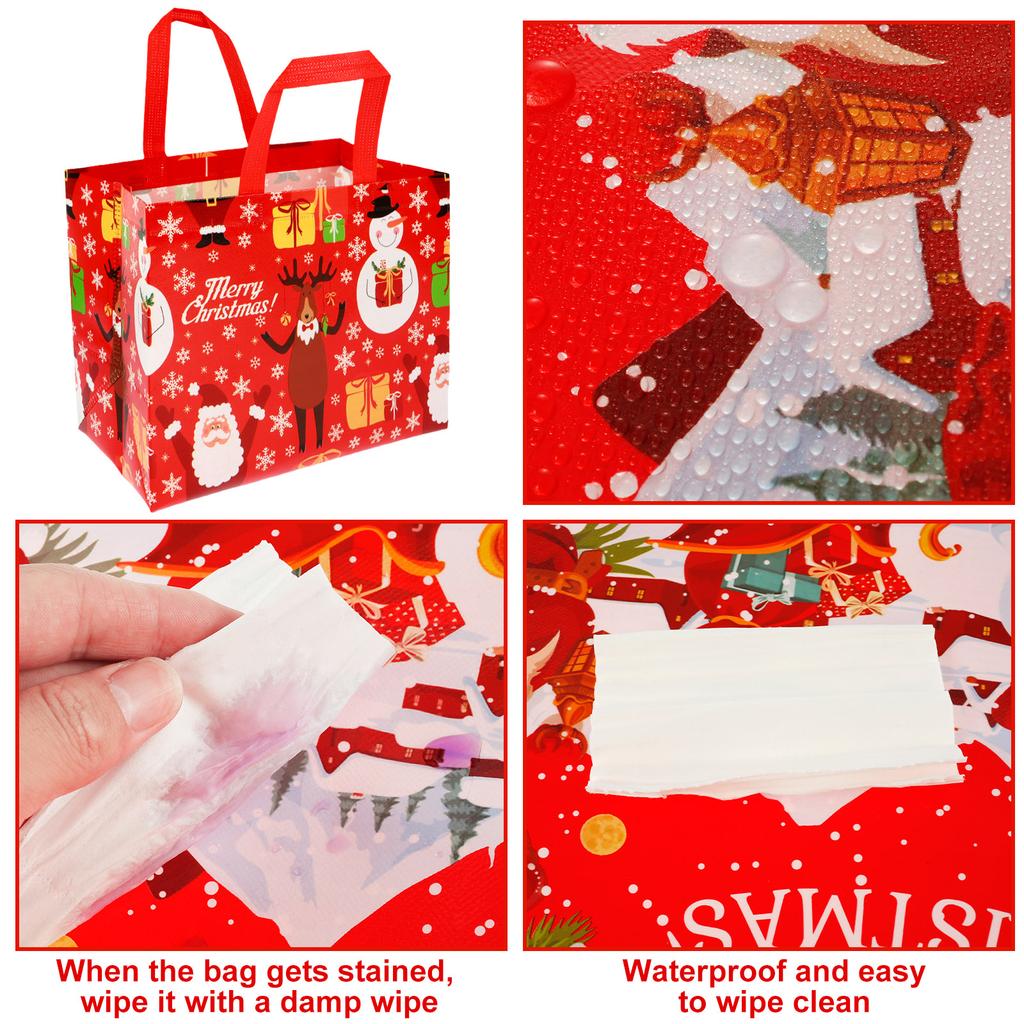 16 Pack Christmas Gift Bags Reusable Christmas Tote Bags, Non-Woven Christmas Bags for Christmas Surprise, Xmas Party Supplies