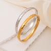 Diamond-Cut Two-Tone Cuff Bangle, Unisex Premium Stainless Steel Clasp Bracelet, Minimalist Luxury Fashion Jewelry