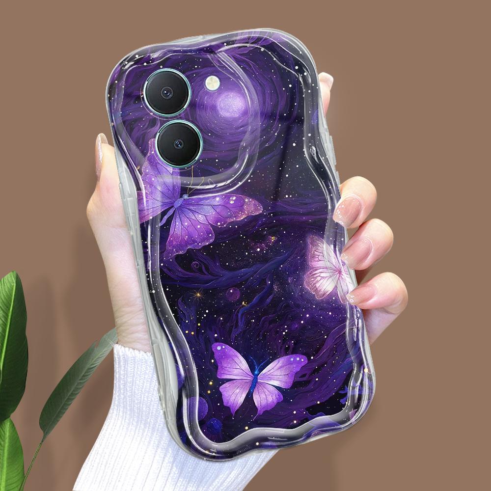 

Милый мультяшный узор, кремовая текстура, мягкий силиконовый чехол с волнистыми краями, чехол для телефона для Vivo Vivo Y01 прозрачный