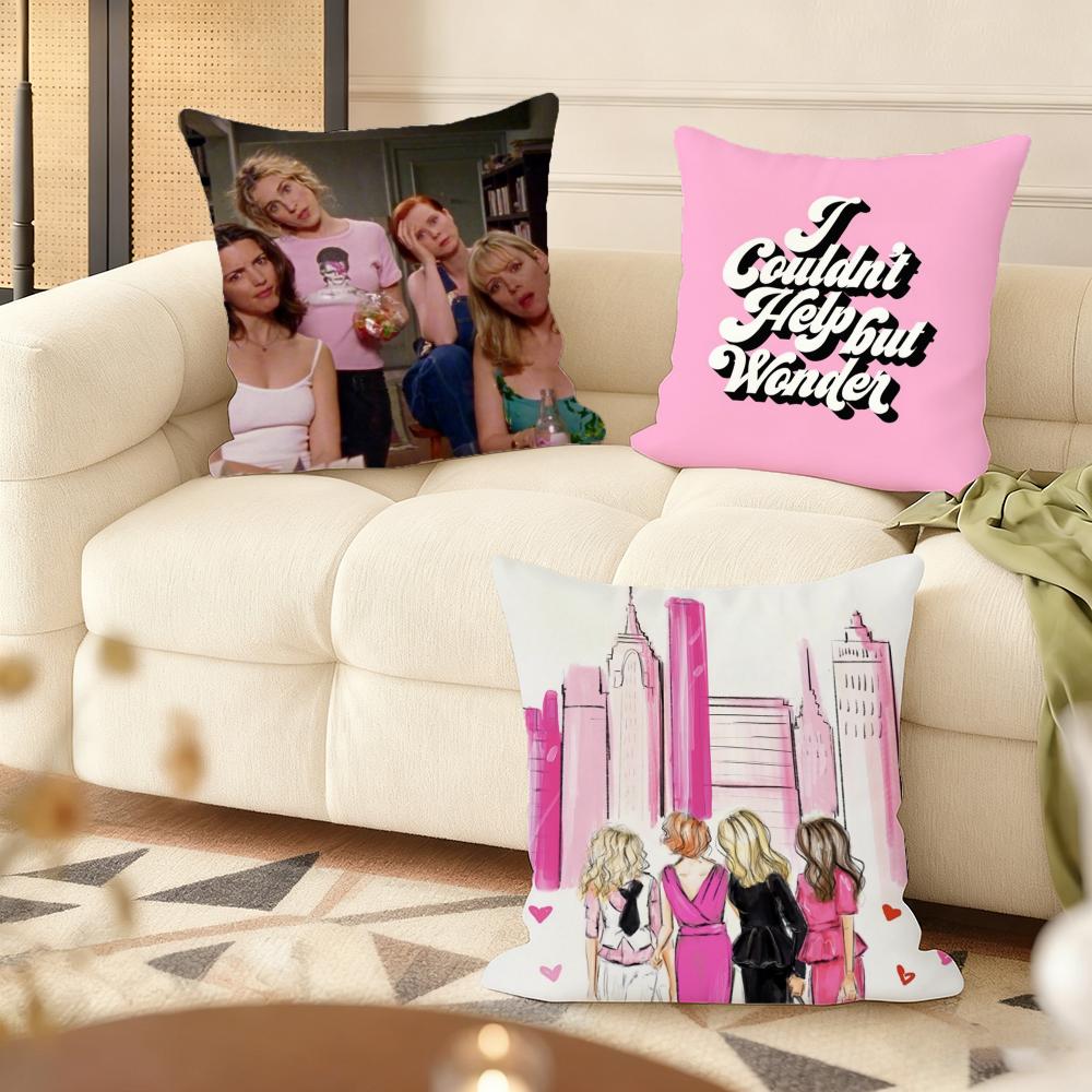 Cushion Cover Silky Short Plush Home Sofa Cushion Cover - Invisible Zipper Home Decoration S-Sex And The City TV