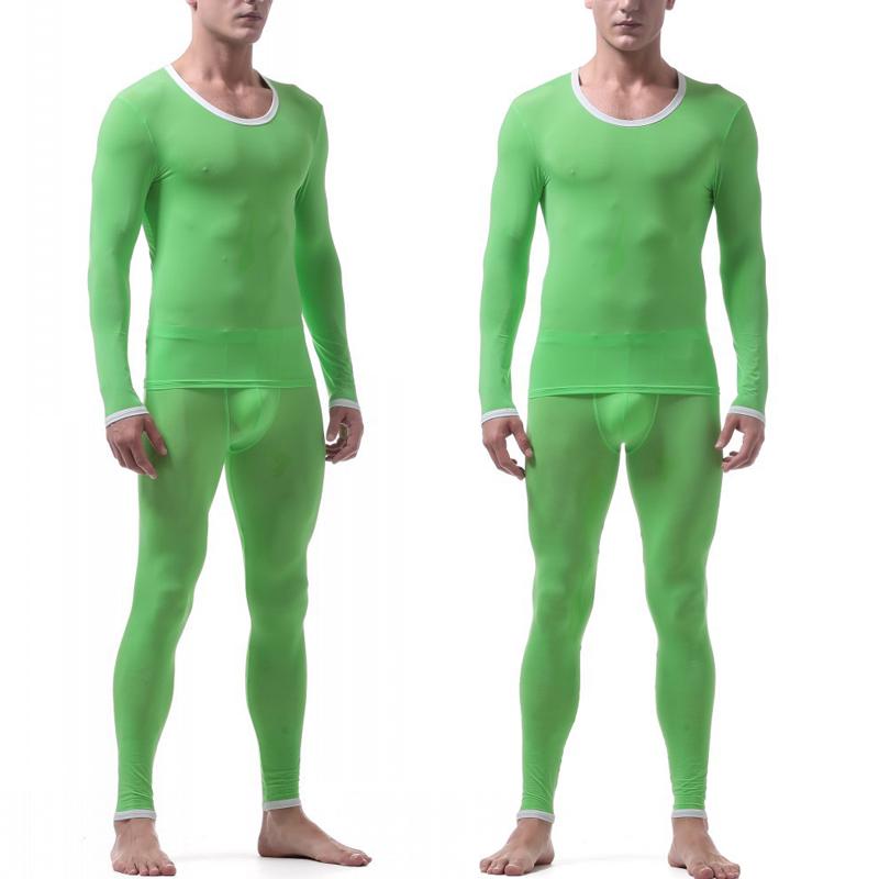 Buy Set Warm Pants Slim Suit Underwear Neck Men Tops Round + Fit Long