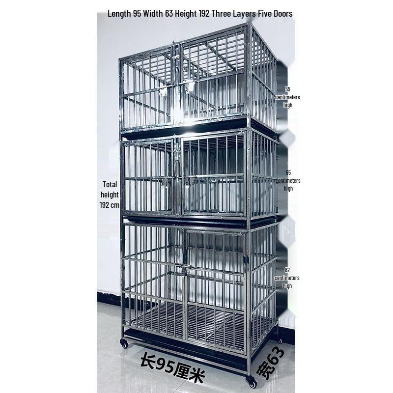 Stainless Steel Multi-Layer Dog Cage for Small to Medium Dogs - Parent-Child Design, Ideal for Pet Shops & Boarding