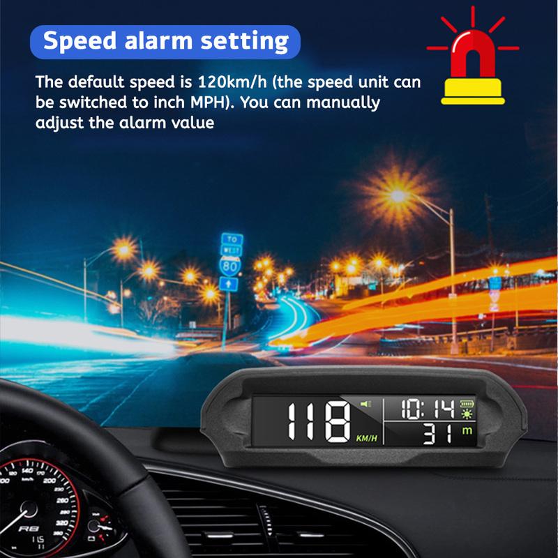 ized X98 Solar HUD Wireless Car Head Up Display Digital GPS Speedometer Km/h MPH Unit Over-speed Alarm Solar Charging