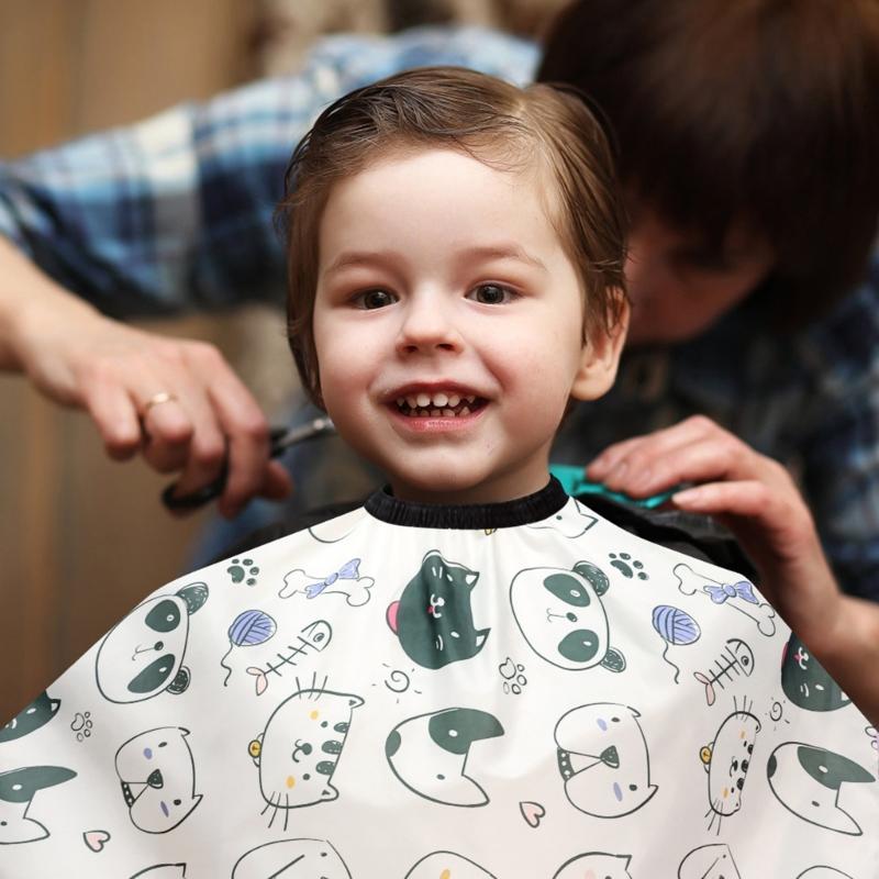 Children Professional Hair Cutting Cape Kids Haircut Cape,Easy Cleanings Polyester Materials Adjustable Snap Closure