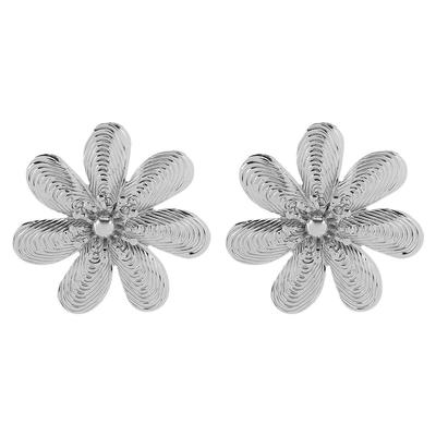 European American Trendy Exaggerated Metal Big Flower Earrings Women Fashion Party Prom ZA Same Style Stud Earrings Jewelry