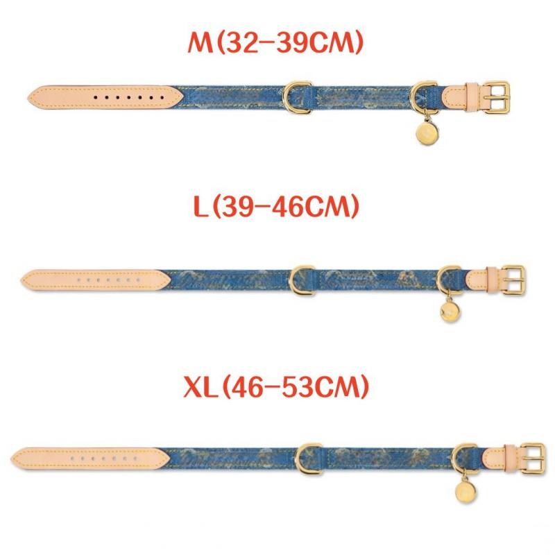 Luxury Denim Monogram Dog Collar Adjustable Leather Pet French Bulldog Dachshund Cat