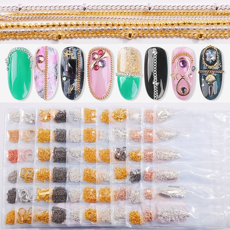 6-Grid Bag Candy Color DIY Nail Nail Beauty Chain Beauty Chain Nail Ornament