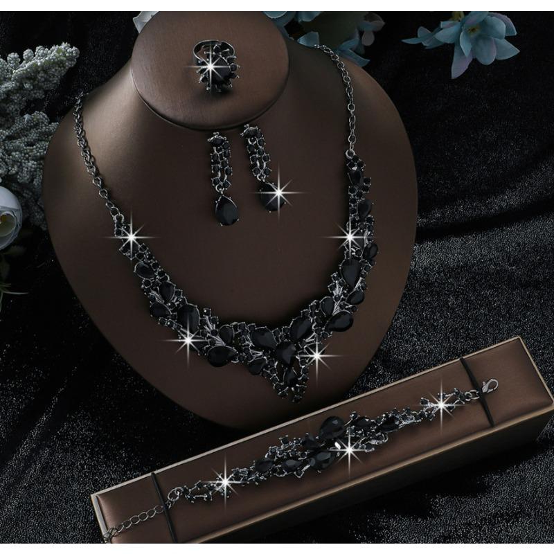 Legierung Strass Hochzeitskette Ohrringe Braut Hochzeitszubehör Bankett Damenschmuck