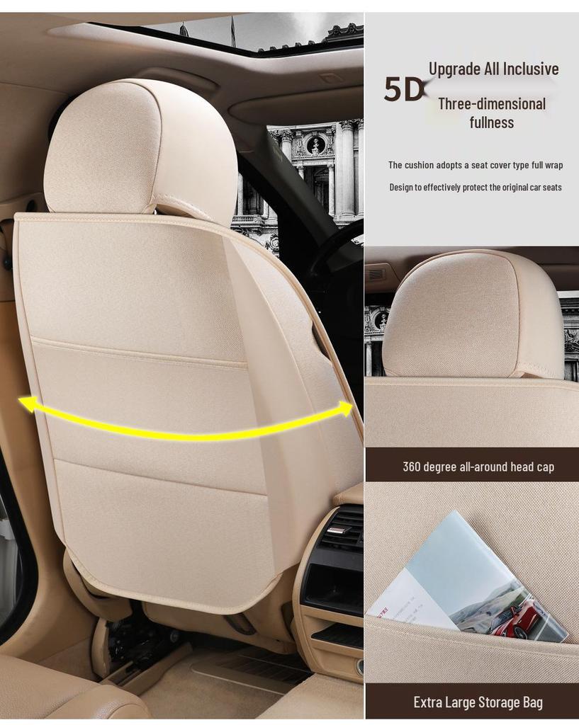 Universal Full Surround Linen Car Seat Cover and Cushion