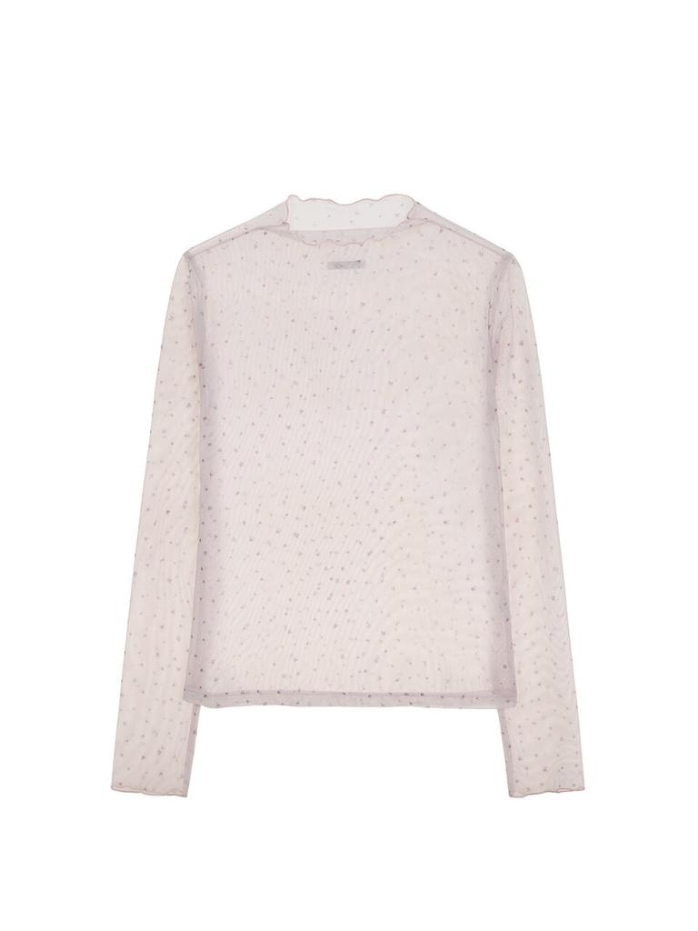 Mwimwieleu Mock Neck Flower See-Through Top Mu2611Ts102M