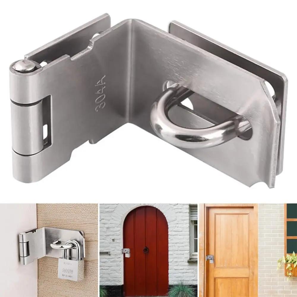 90° Right Angle Padlock Hasp with Mounting Screws Stainless Steel Door Clasp Lock Burglar-proof Gate Bolt Shed Latch