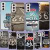 America Route 66 Phone Case For Samsung Galaxy S25 Edge S24 S23 FE S21 S20 S10 Plus S22 S26 Ultra Cover Clear Cases TPU Capa She
