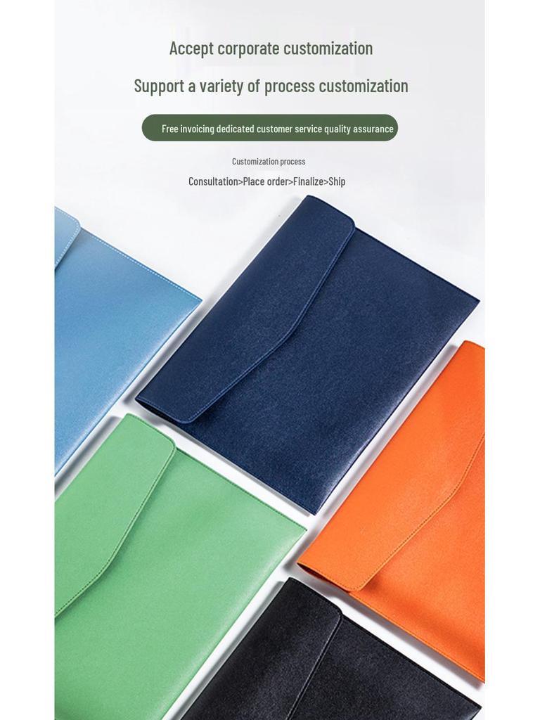 Imitation Leather A4 File Bag: Large Capacity Document Holder, Customizable with Company Logo