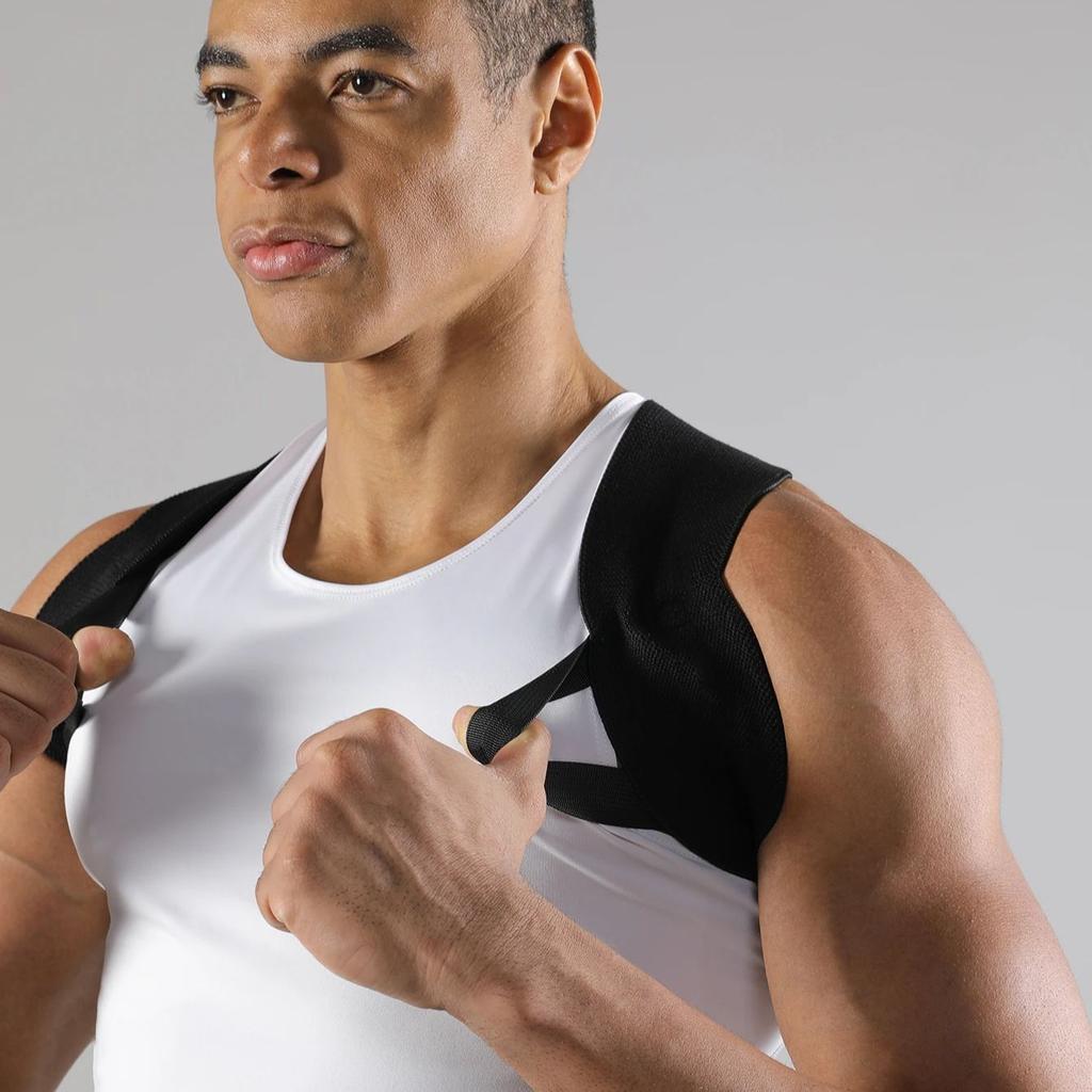 Vbosi Adjustable Posture Corrector Upper Back Support Sporty Shoulder Belt For Men Women