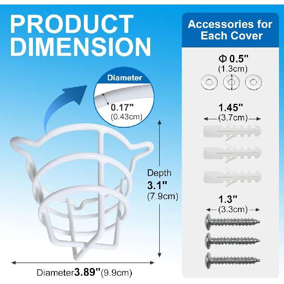 Happy Tree (5 Pack) White Fire Sprinkler Head Guard Cage Cover for Both 1/2" & 3/4" Fire Head for Protecting Flush Mount & Side Wall & Pendent Head