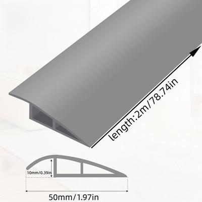 1 Stück 2m/78,74 Zoll PVC Bodenübergangsleiste Wasserdichte Bodenübergangsleiste Rutschfeste PVC Schwellenrampe für Türöffnungen Teppichspalt