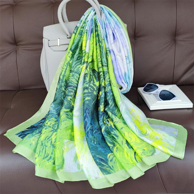 180*90cm muffler fashion Luxury Brand Scarf Women New Style Fashion Color Matching Print Silk Lady Popular Headcloth Beach Shawl
