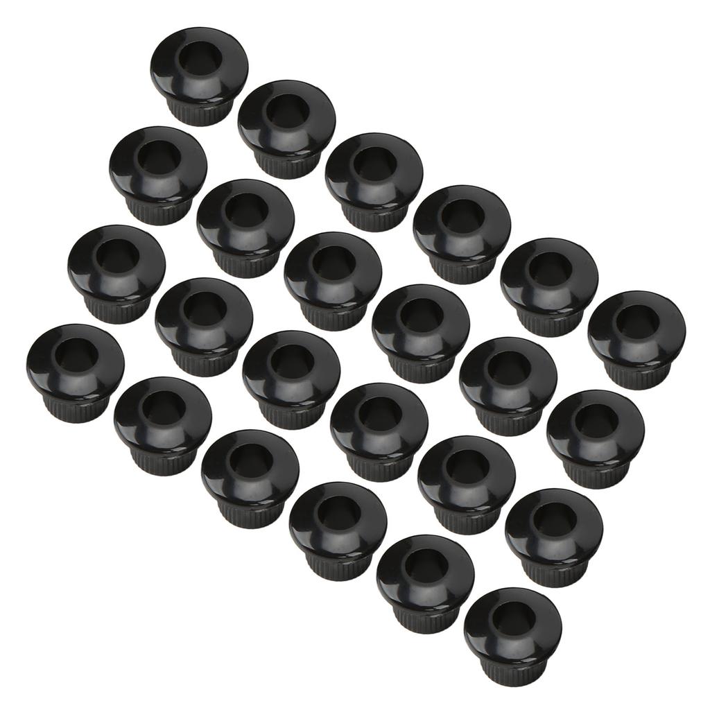 24Pcs Guitar String Button Ferrules 10mm High Performance Plastic Material Semi Closed Design Guitar PartsBlack