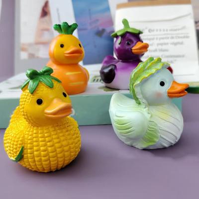 Vegetable Duck Statue Cartoon Corn Carrot Eggplant Cabbage Duck Resin Figurine Home Office Desktop Decoration Ornament