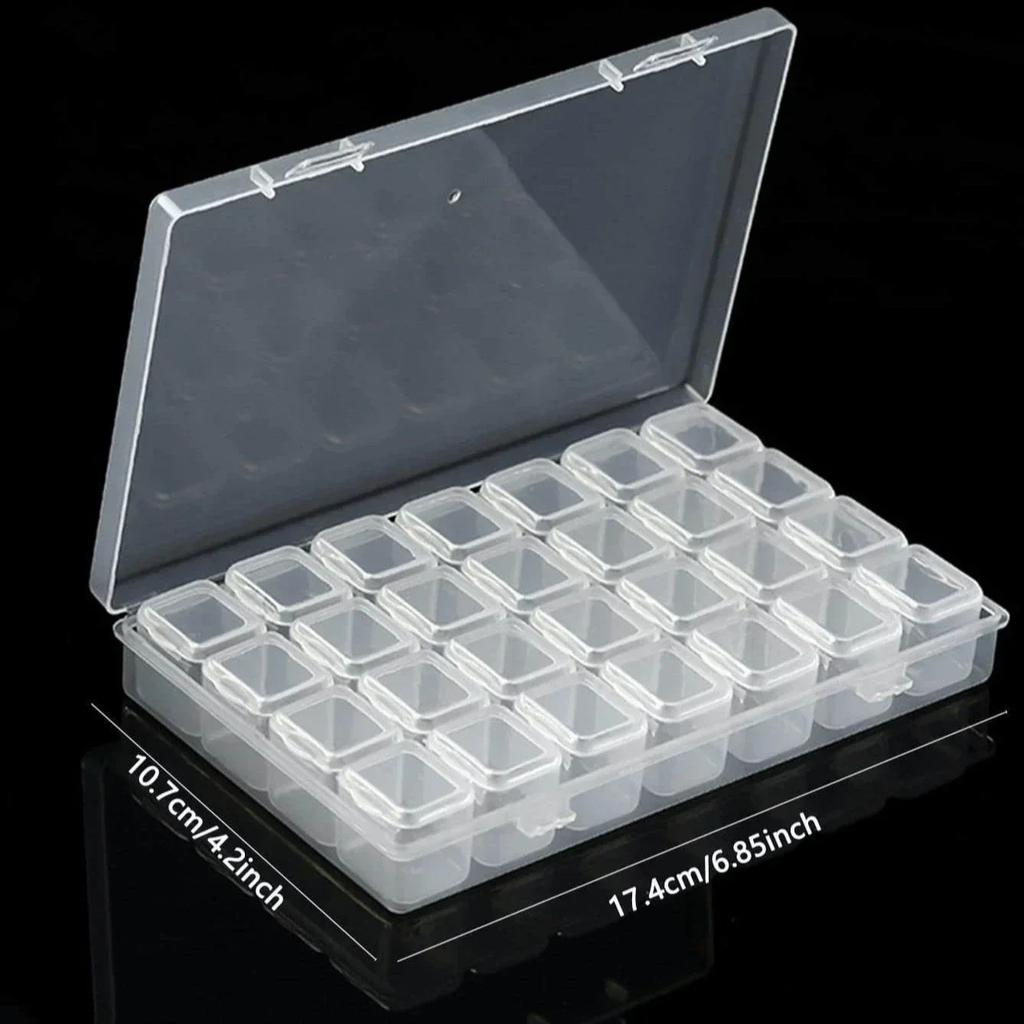 28 Grids Diamond Painting Tools Storage Box with Funnel Sticker Pen Diamond Painting Embroidery Accessories Container