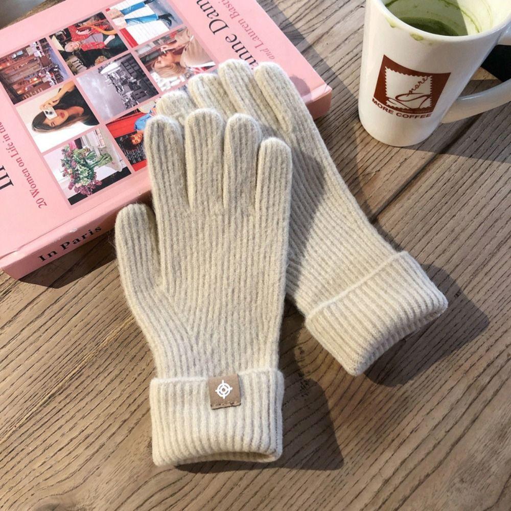 1 pair Wool Knitting Knitting Gloves Five Finger Cycling Driving Gloves Full Finger Mittens  Winter