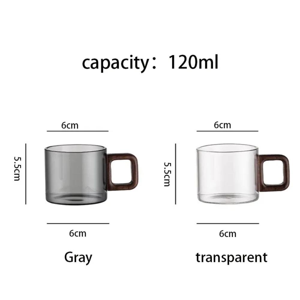 2/4/6pcs Heat-resistant Glass Tea Cup With Walnut Handle 120ml Mini Espresso Cup Set Ground Coffee Mug Glasses Brewing Teaware