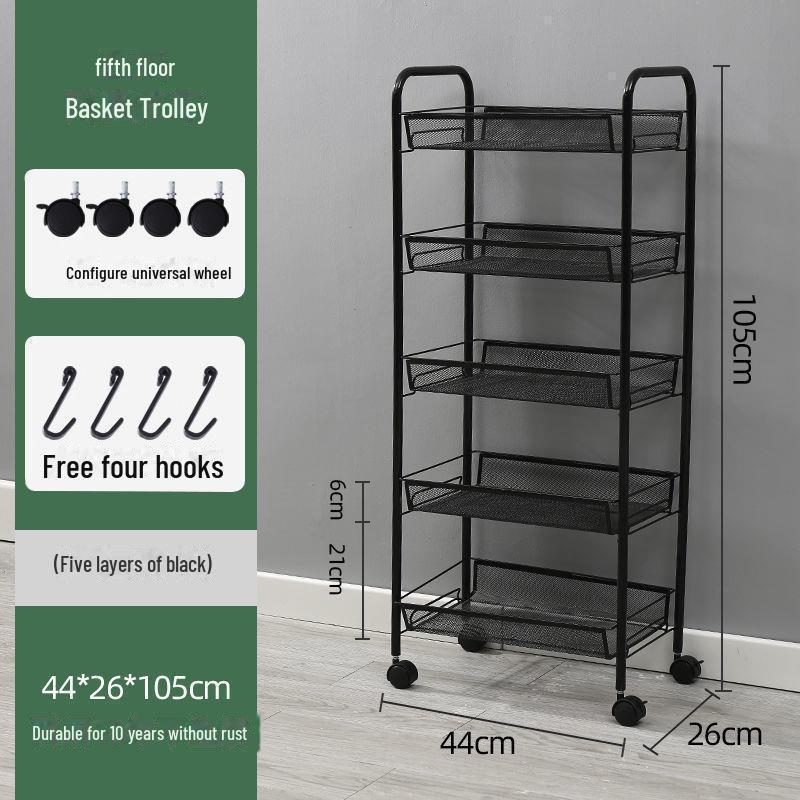 Mobile Snack Storage Rack with Wheels - Versatile Kitchen Shelf Trolley