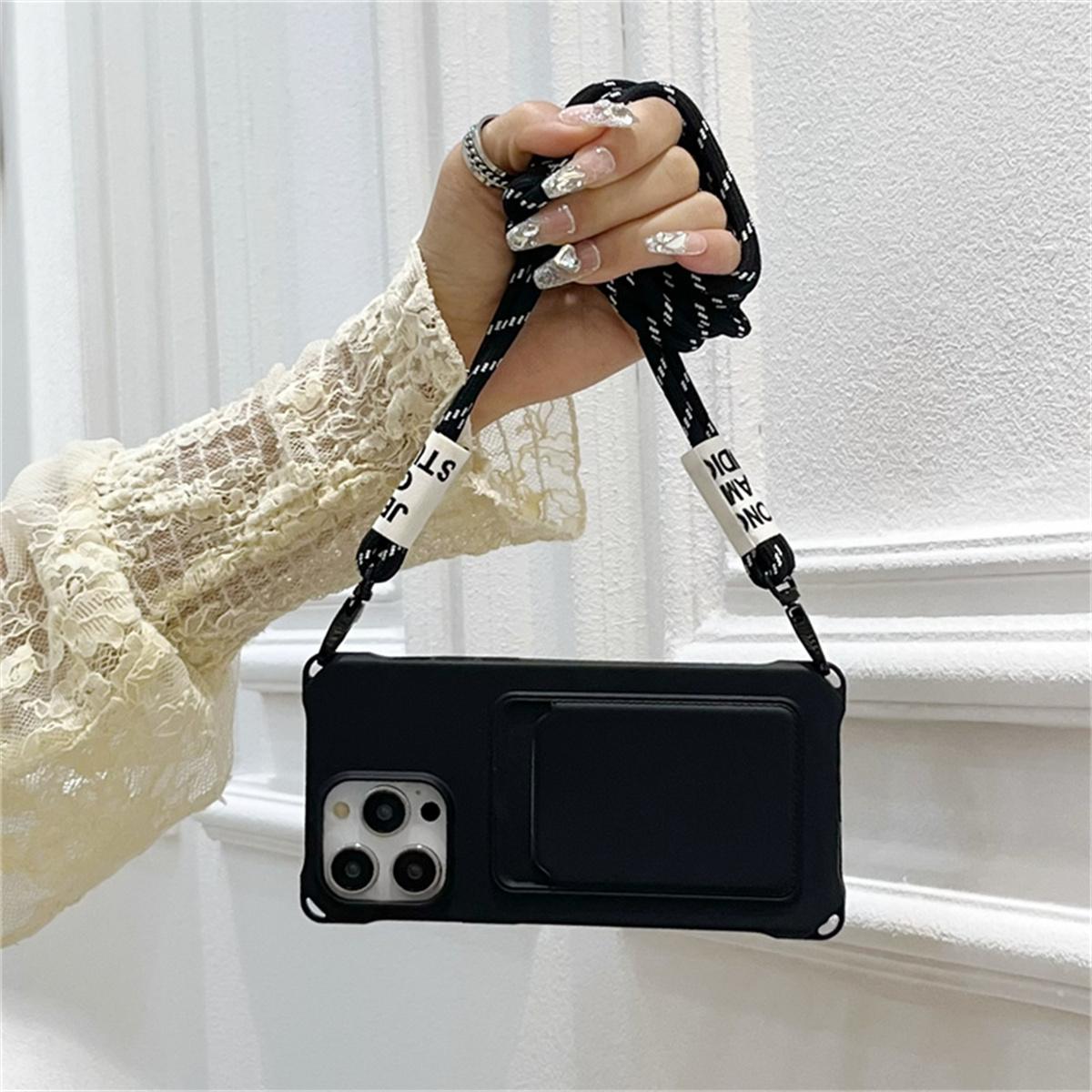 

Phone Case for IPhone 17 Air 16E 16 15 Plus 14 12 13 11 Pro Max XS XR 8 7 Shockproof Silicone Card Slot Crossbody Necklace Cover iPhone 15 Pro