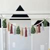 Christmas Garlands Decoration Cotton Tassels Garlands with Wood Beads Wall Hanging Bunting Banners Decors for Mantel