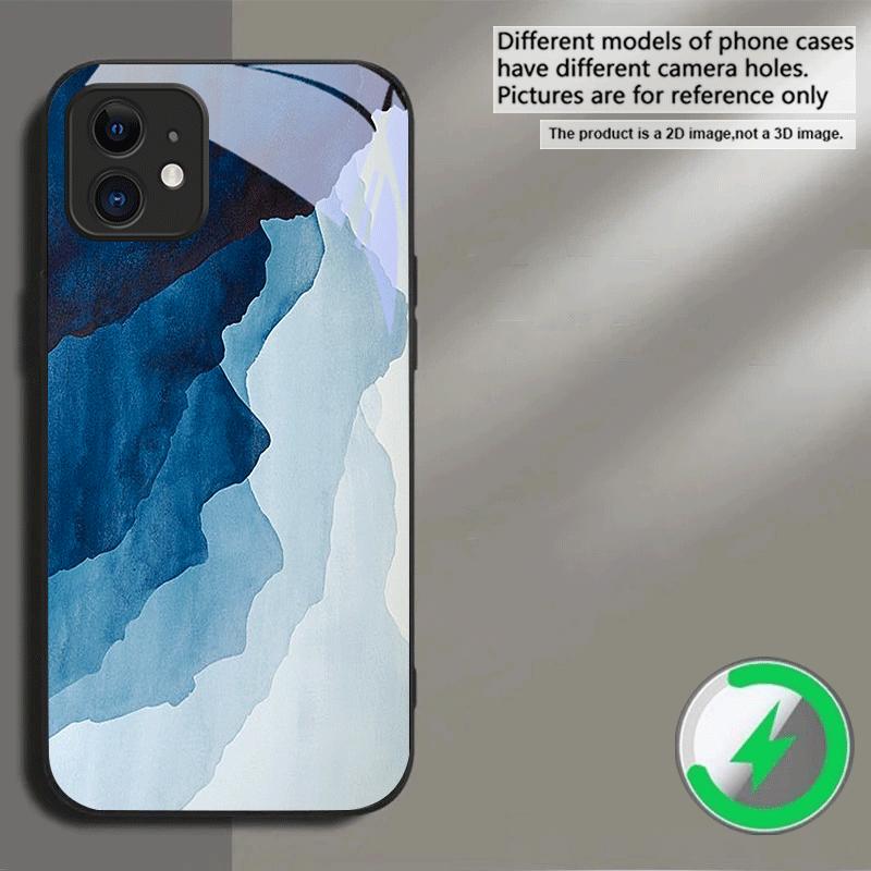 Ink landscape painting Suitable For iPhone 16E 17 Pro Max 15 Pro 14 13 Plus 12 mini 11 16 Air 17Pro magnetism Glass Phone Case