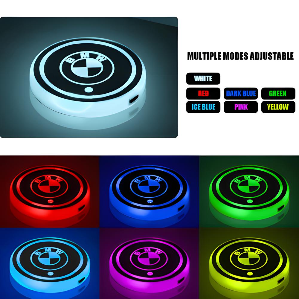 7 Color USB Charging Car Led Luminous Car Water Cup Coaster For Bmw M E46 E90 E60 F30 F10 E39 F20 E87 E36 G20 G30 X5 E70 E92 E91