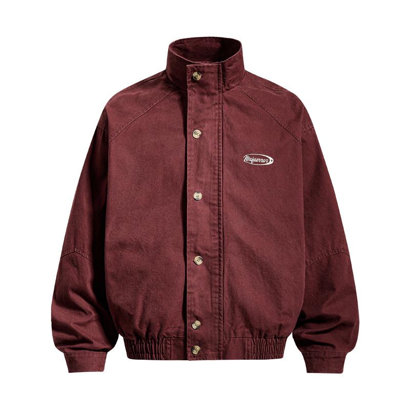 Spring 2026 Men s Trendy Retro Washed Logo Embroidery Streetwear Jacket Extra Large