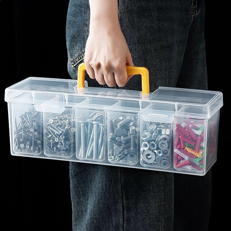 Hardware Tool Storage Box, Multi-Compartment Transparent Tool Organizer, Screw And Accessory Sorting Box, Household Screw, Wrenc