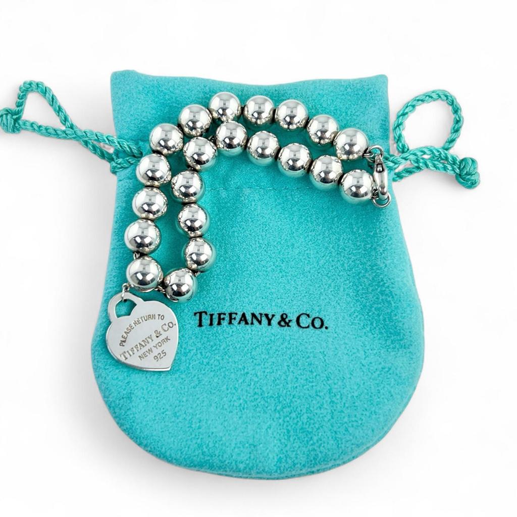 TIFFANY&Co. Bracelet Heart Tag Ball Silver SV925 Women Used