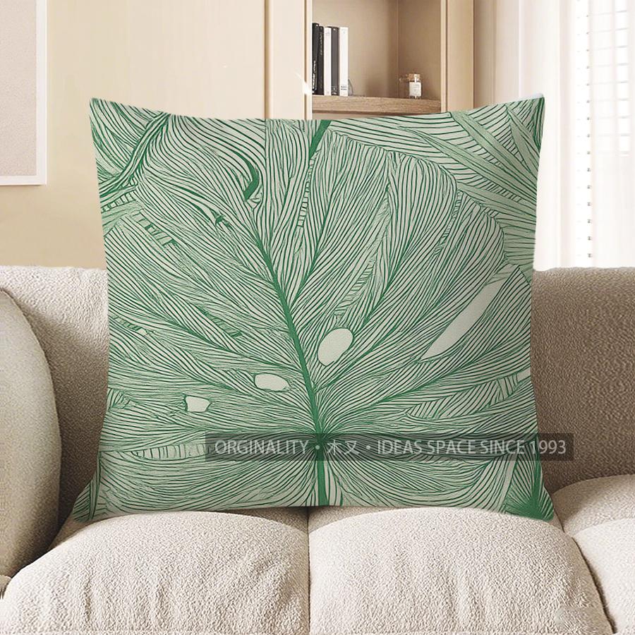

Home Decor Tropical Green Leaf Pattern Throw Pillow Cover Pattern Cushion Cover Suitable For Sofa Bedroom Car Pillow Cover 40x40cm