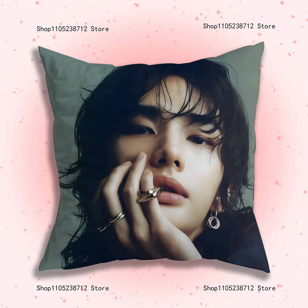 Singer HHyunjinS Pillow Case Plush Fabric Soft Pillowcase Double Sided Print Sofa Cushion Cover Throw