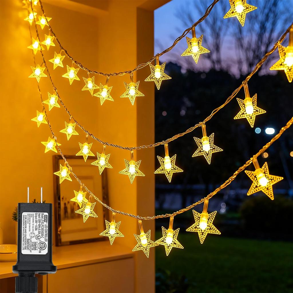 Twinkle Star 100 LED Sternen-Lichterkette Stecker 10m, Warmweiß