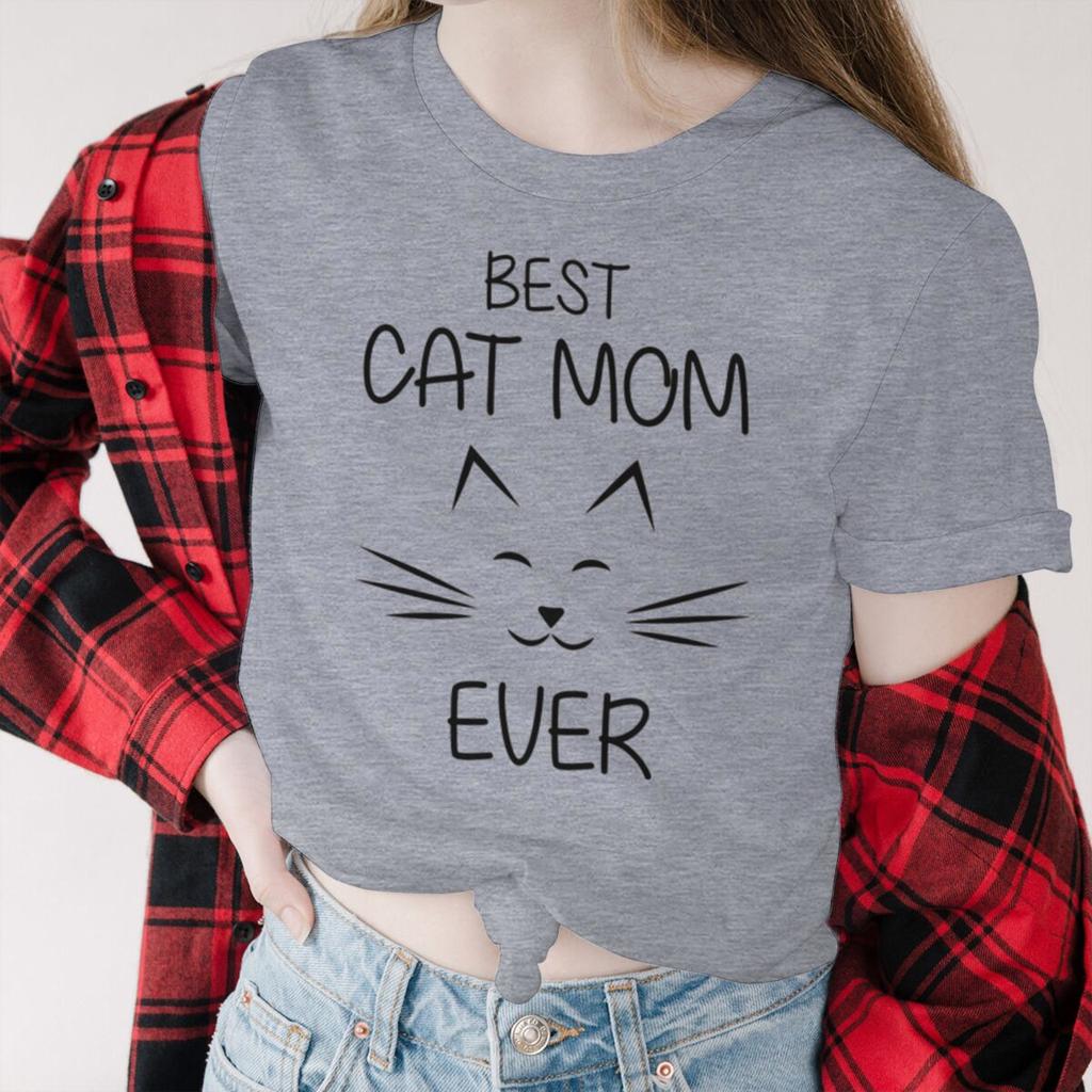 Best Cat Mom Ever Shirt Fun Mama Life Tshirts Cartoon Animal Cat Tees Women Short Sleeve Retro Mothers Day Gifts Tshirts Tops