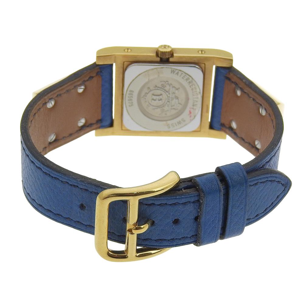 HERMES Medor Watches WhiteDial Plated Gold/leather Quartz Analog display mens Used