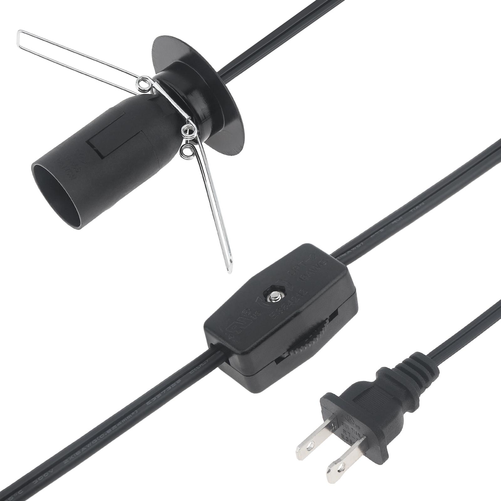 

1.8M 6FT E12 Socket Lamp Cord 18AWG Replacement Power Cord Gear Switch Easy Install Wiring